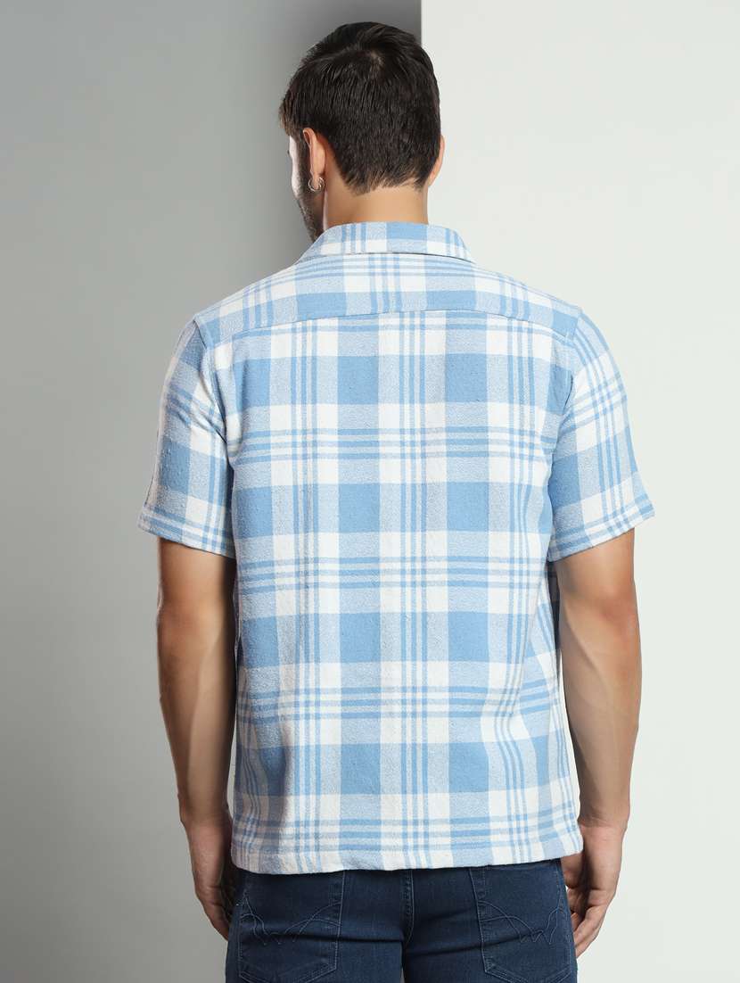 men checkered short sleeved casual shirt - 21451158 -  Standard Image - 3