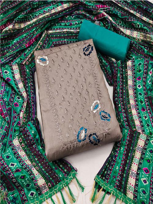 embroidered unstitched suit set - 21451201 - Standard Image - 0