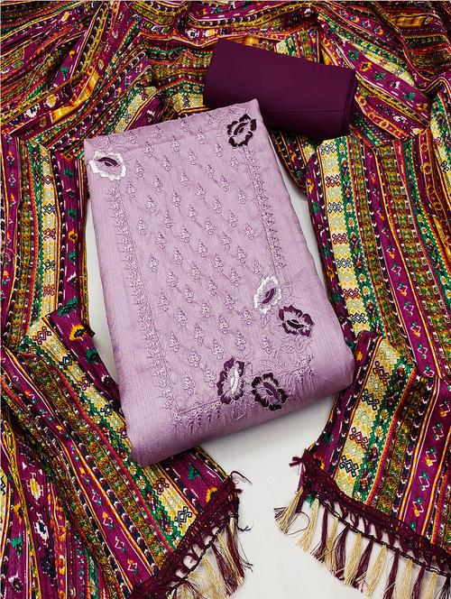 embroidered unstitched suit set - 21451202 -  Standard Image - 0
