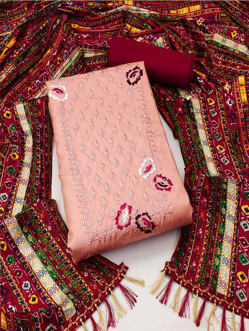 embroidered unstitched suit set - 21451203 - Standard Image - 0