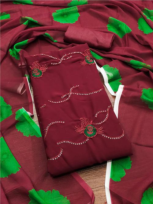 embroidered unstitched suit set - 21451227 - Standard Image - 0