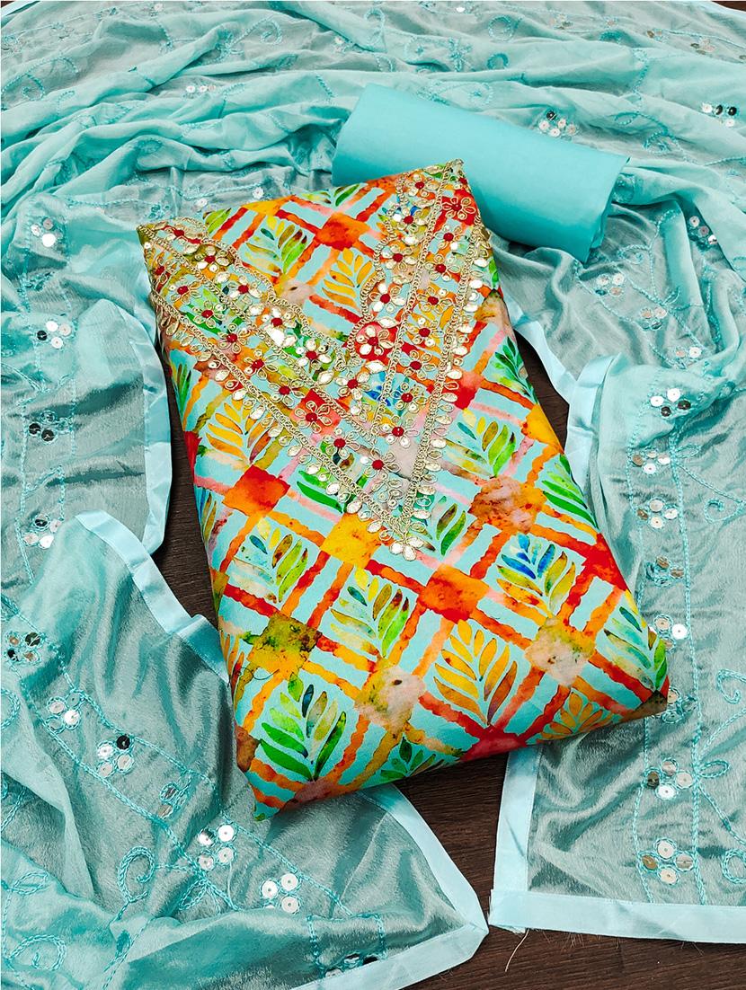 printed unstitched suit set - 21451239 - Zoom Image - 0