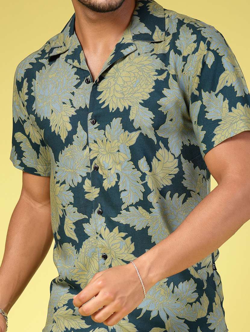 men cuban collar printed co-ord set - 21451389 - Standard Image - 3