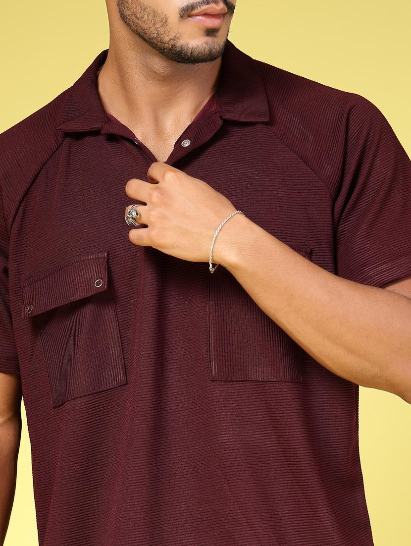 men shirt collar solid co-ord set - 21451397 - Standard Image - 3