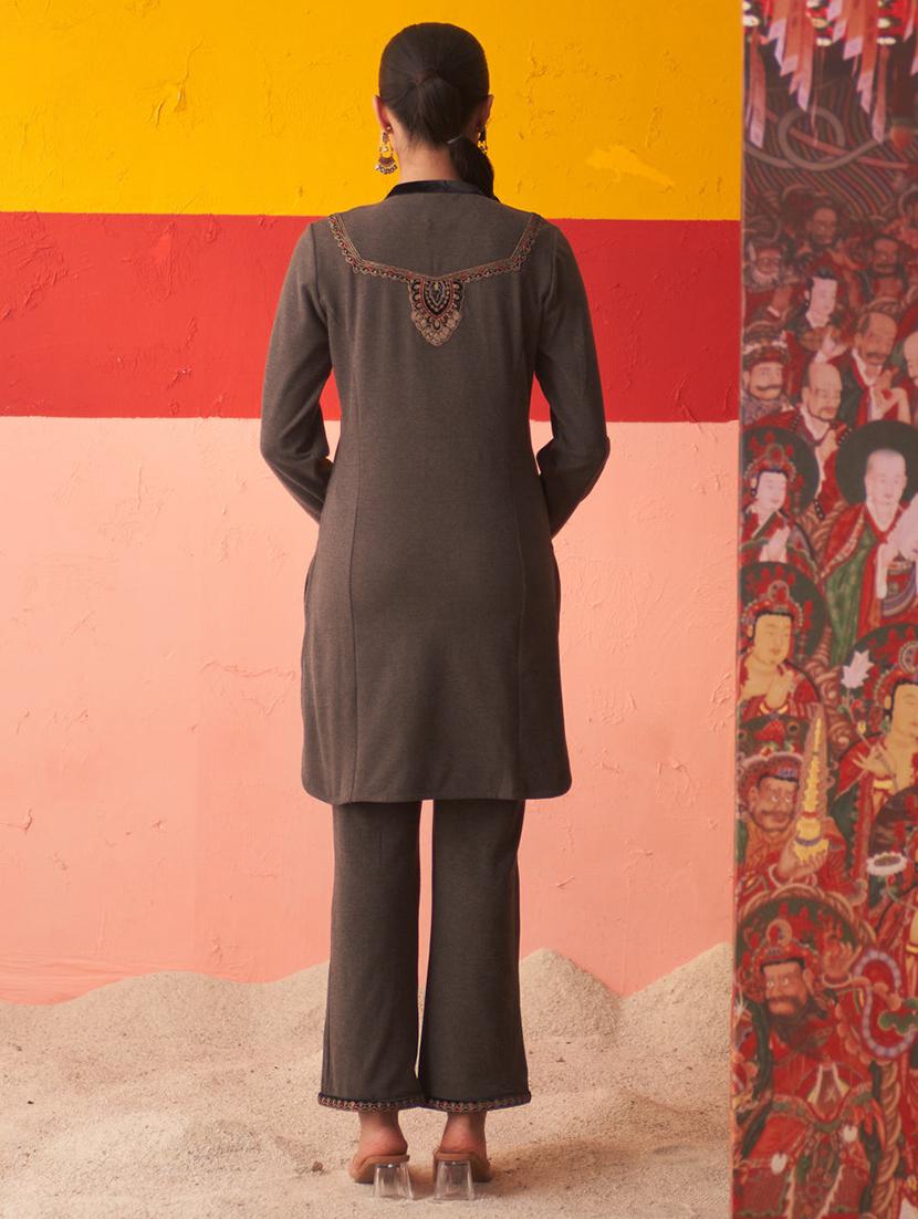 women grey wool blend kurta pant set - 21451690 - Standard Image - 3