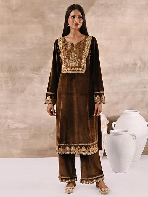 women embroidered kurta palazzo set - 21451721 -  Standard Image - 0
