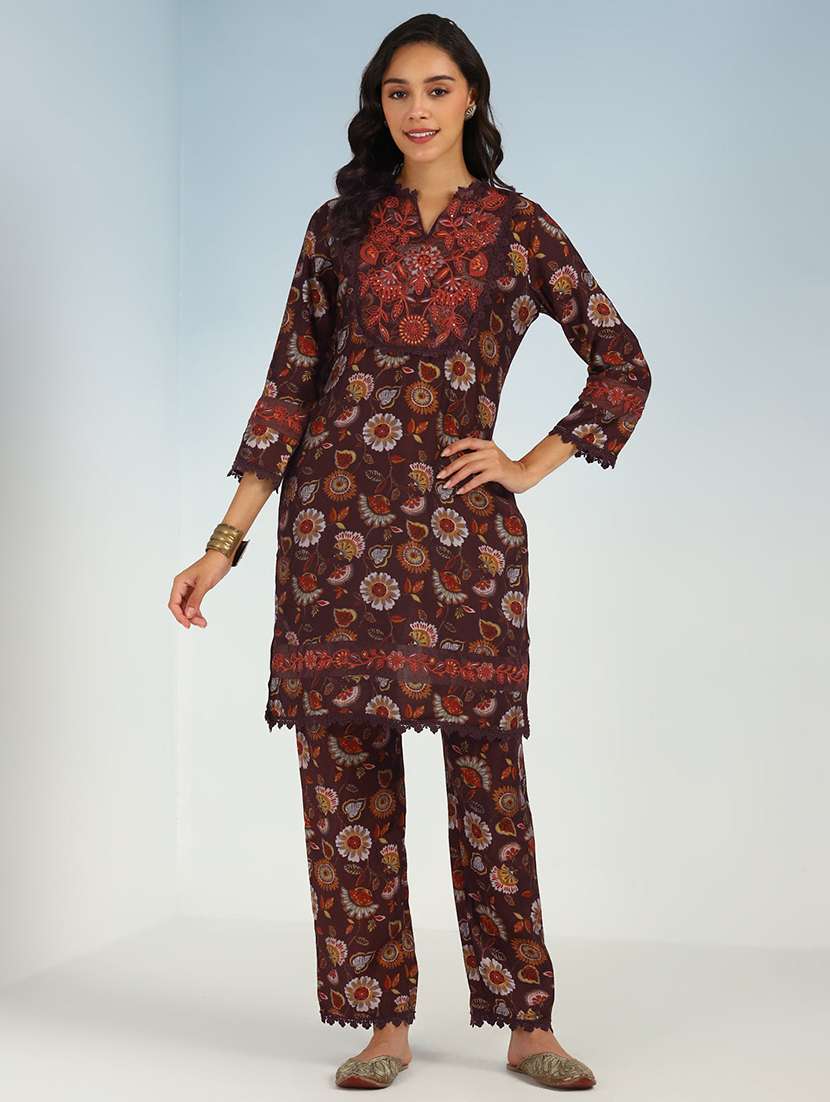 women brown kurta pant set - 21451762 - Zoom Image - 0
