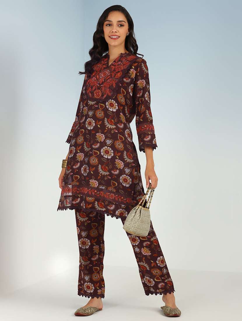 women brown kurta pant set - 21451762 - Standard Image - 3