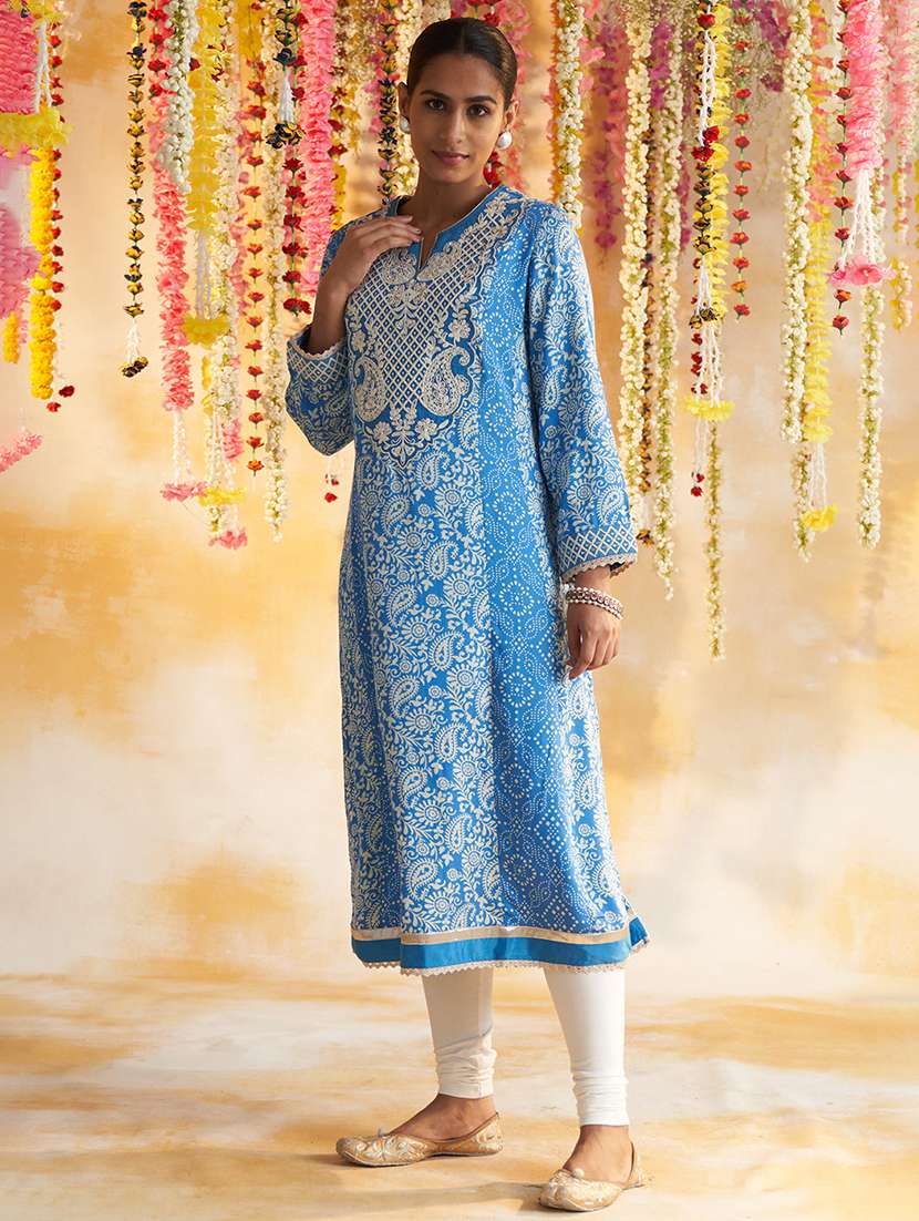 women long sleeve paisley printed a-line kurta - 21452161 -  Zoom Image - 0
