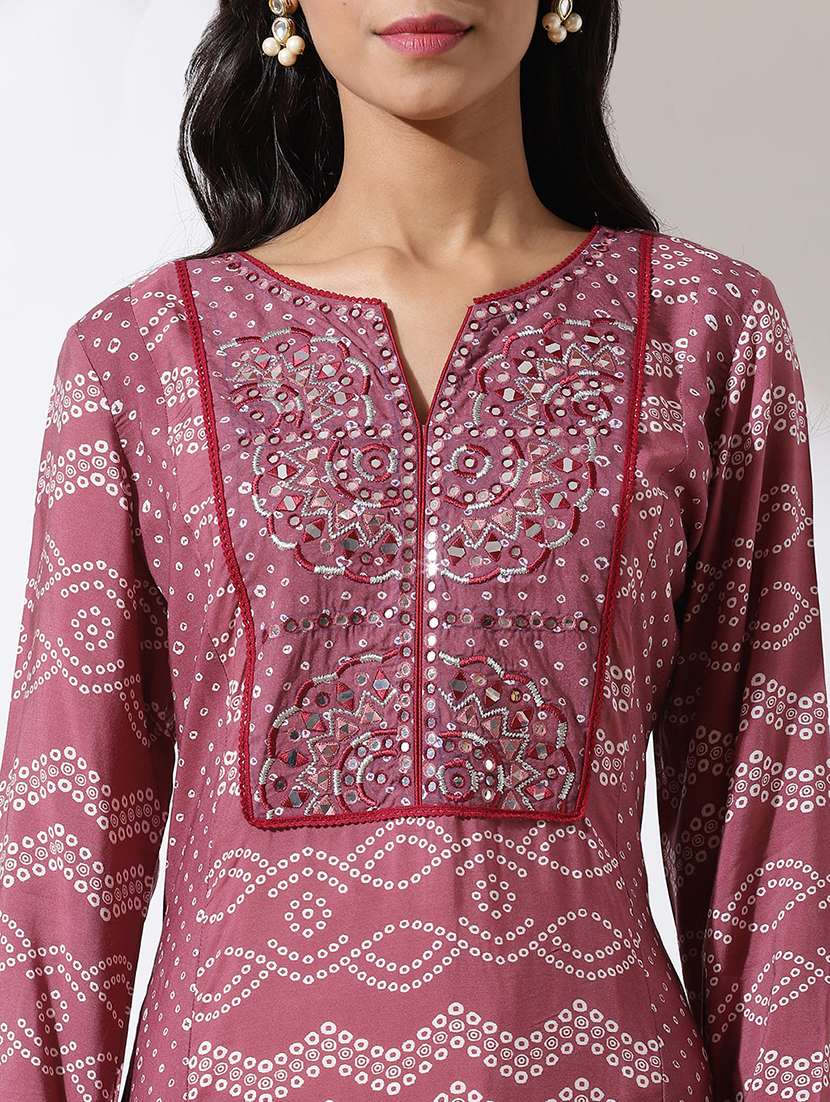 women three quarter sleeve a-line kurta - 21452239 - Standard Image - 5
