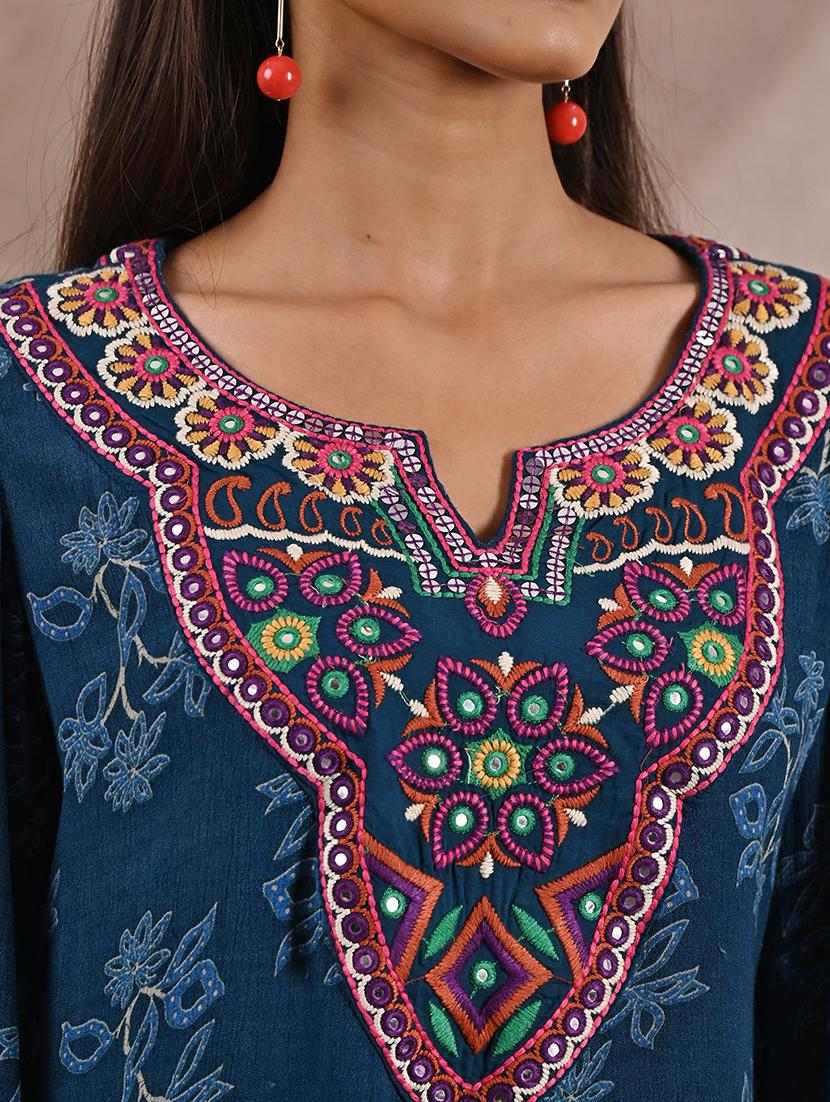 women teal modal asymmetric kurta - 21452285 - Standard Image - 5