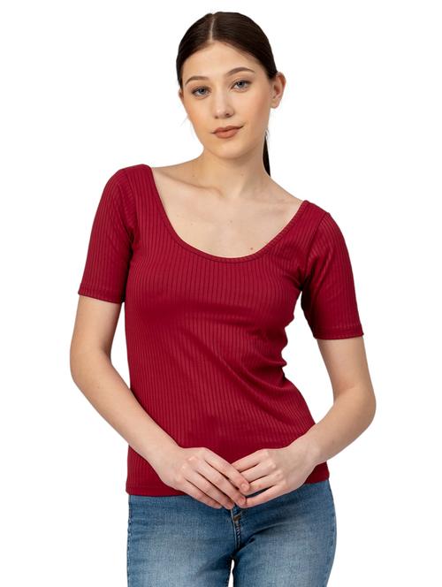 women solid scoop neck short sleeves top - 21452572 - Standard Image - 0