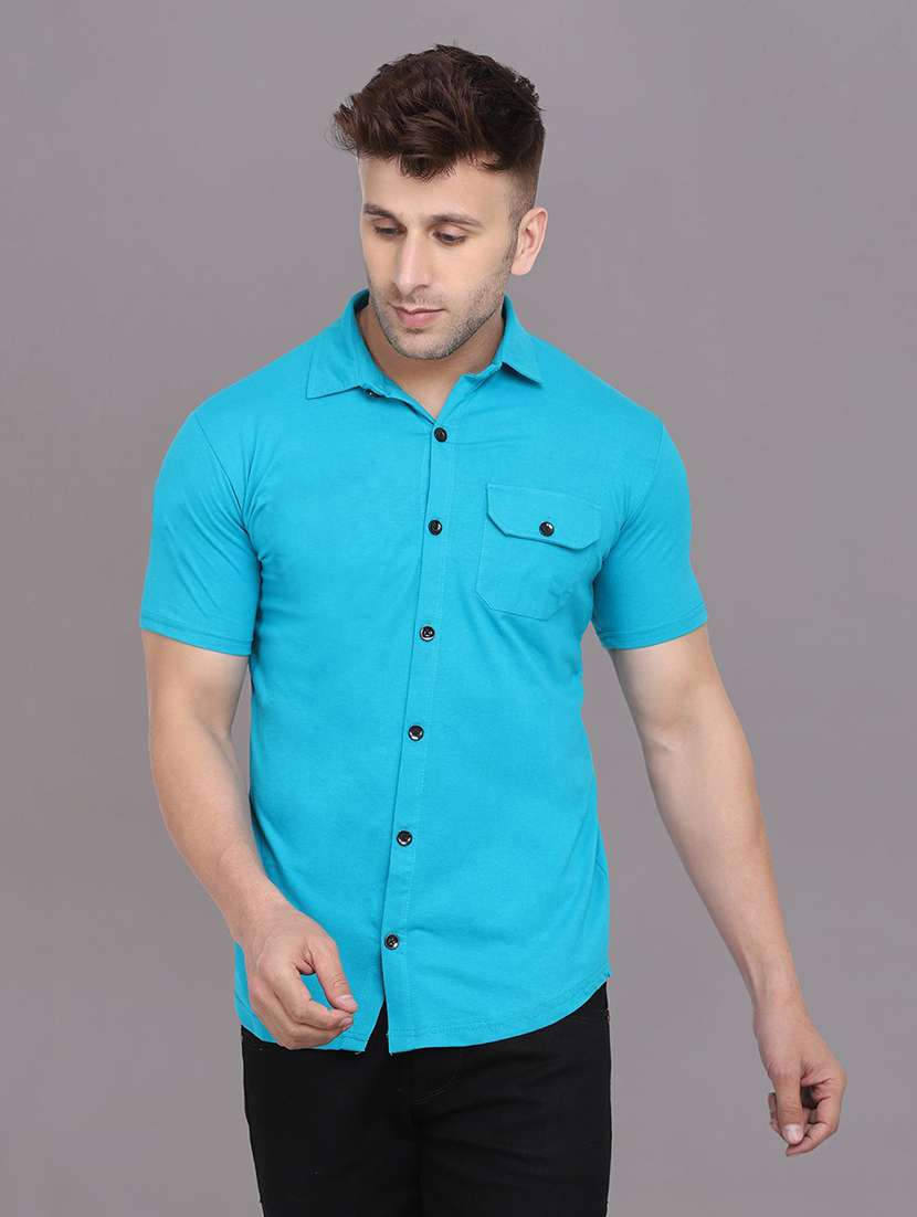 men solid short sleeved casual shirt - 21454175 - Zoom Image - 0