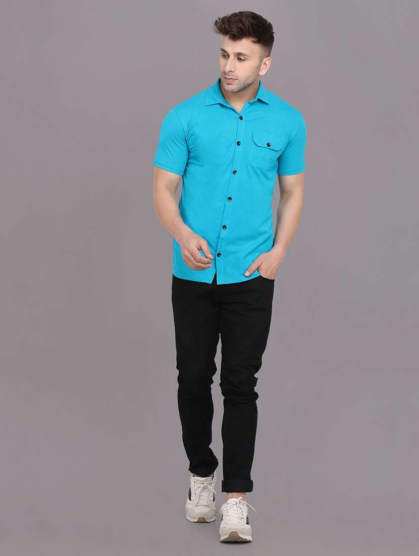 men solid short sleeved casual shirt - 21454175 - Standard Image - 3