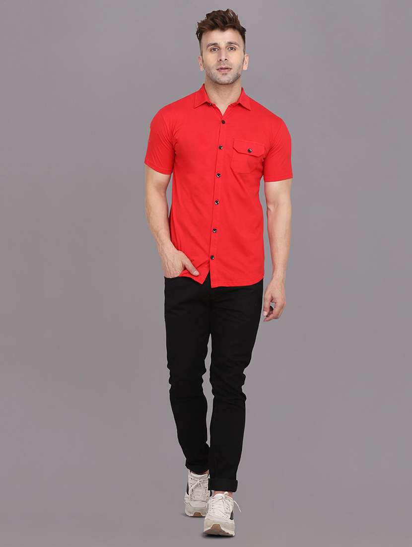 men solid short sleeved casual shirt - 21454177 -  Standard Image - 3