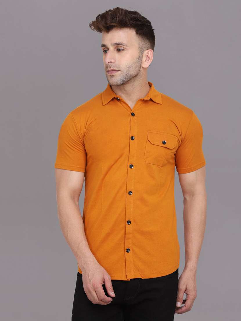 men solid short sleeved casual shirt - 21454178 - Zoom Image - 0