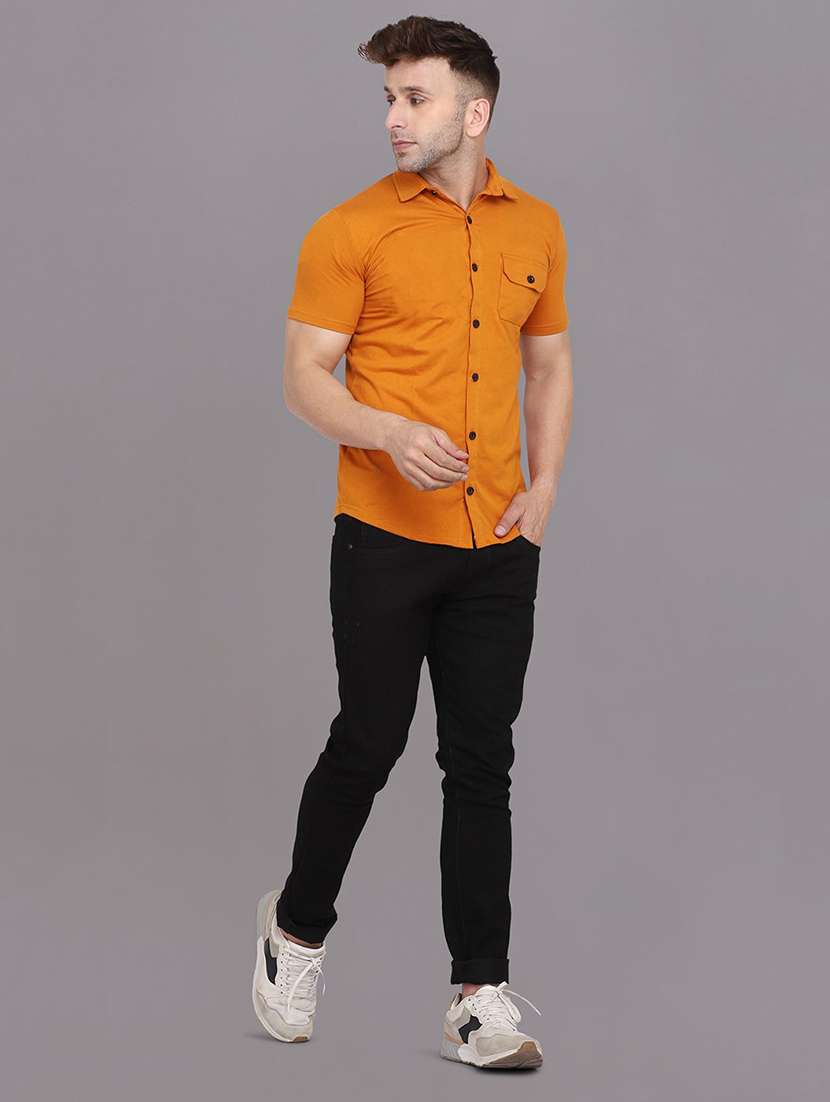 men solid short sleeved casual shirt - 21454178 - Standard Image - 3