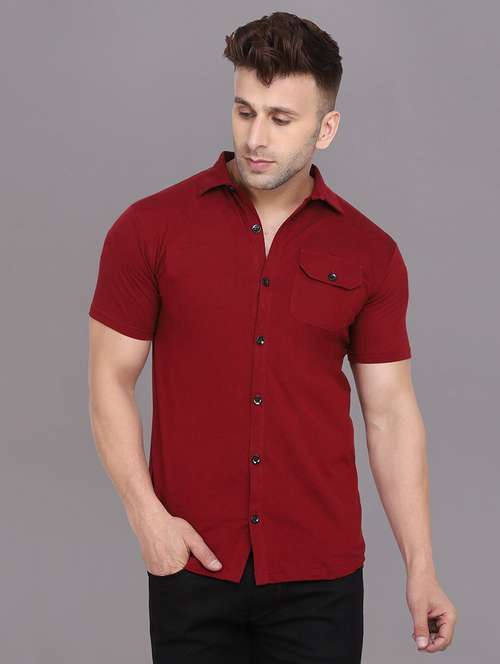 Men Solid Short Sleeved Casual Shirt