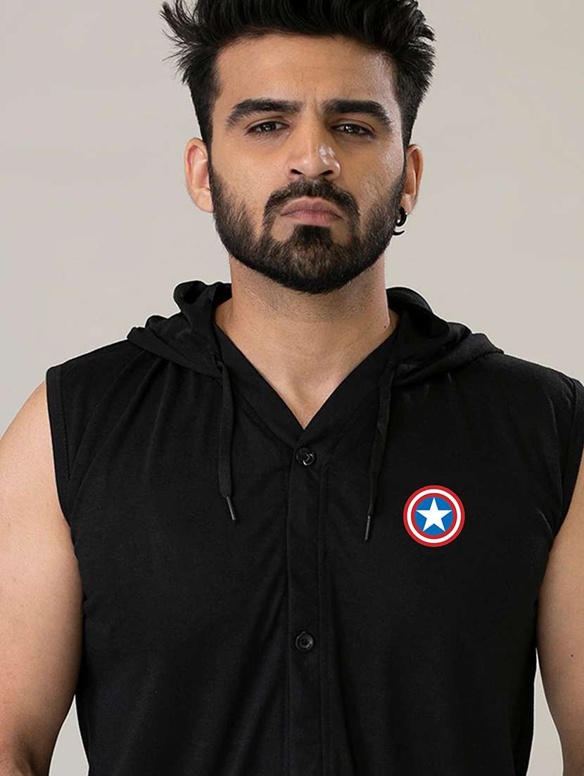 men solid sleeveless hooded t-shirt - 21454191 -  Standard Image - 3
