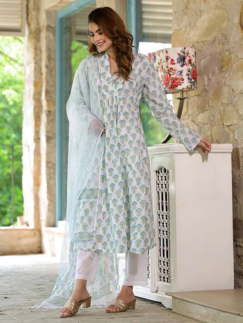 women white long sleeve kurta pant with dupatta set - 21454591 -  Standard Image - 3