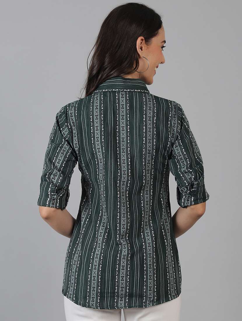 women green cotton regular shirt - 21454644 - Standard Image - 3