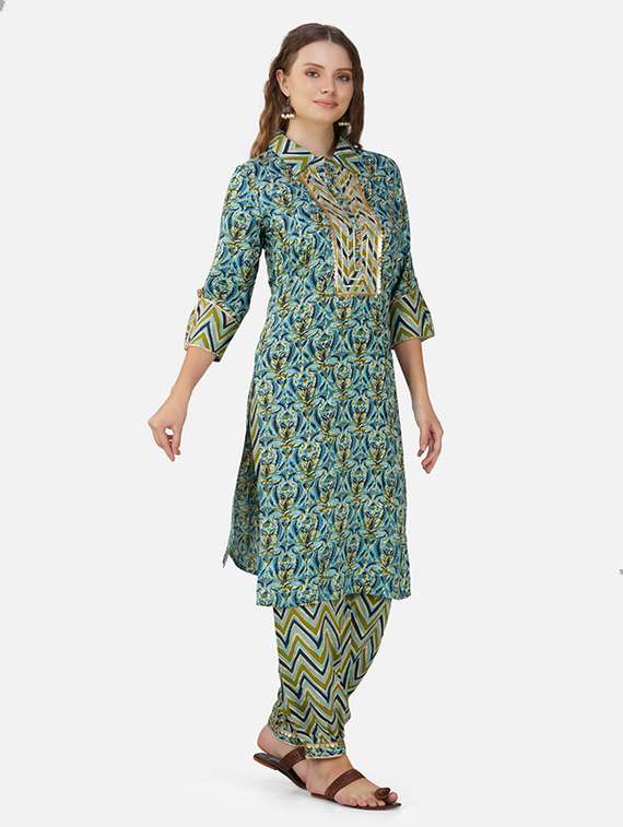 women multi color printed kurta salwar set - 21454696 - Standard Image - 3