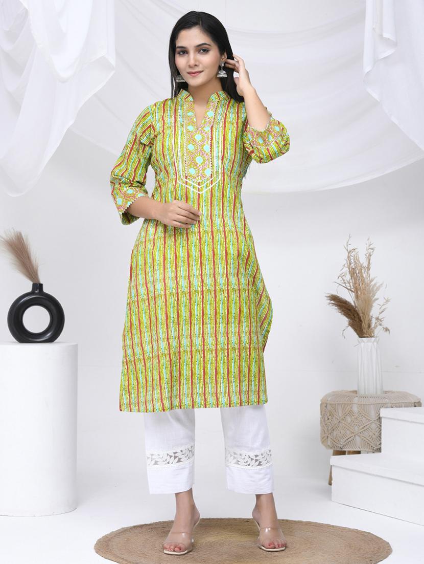 women three quarter sleeve straight kurta - 21454850 - Standard Image - 3