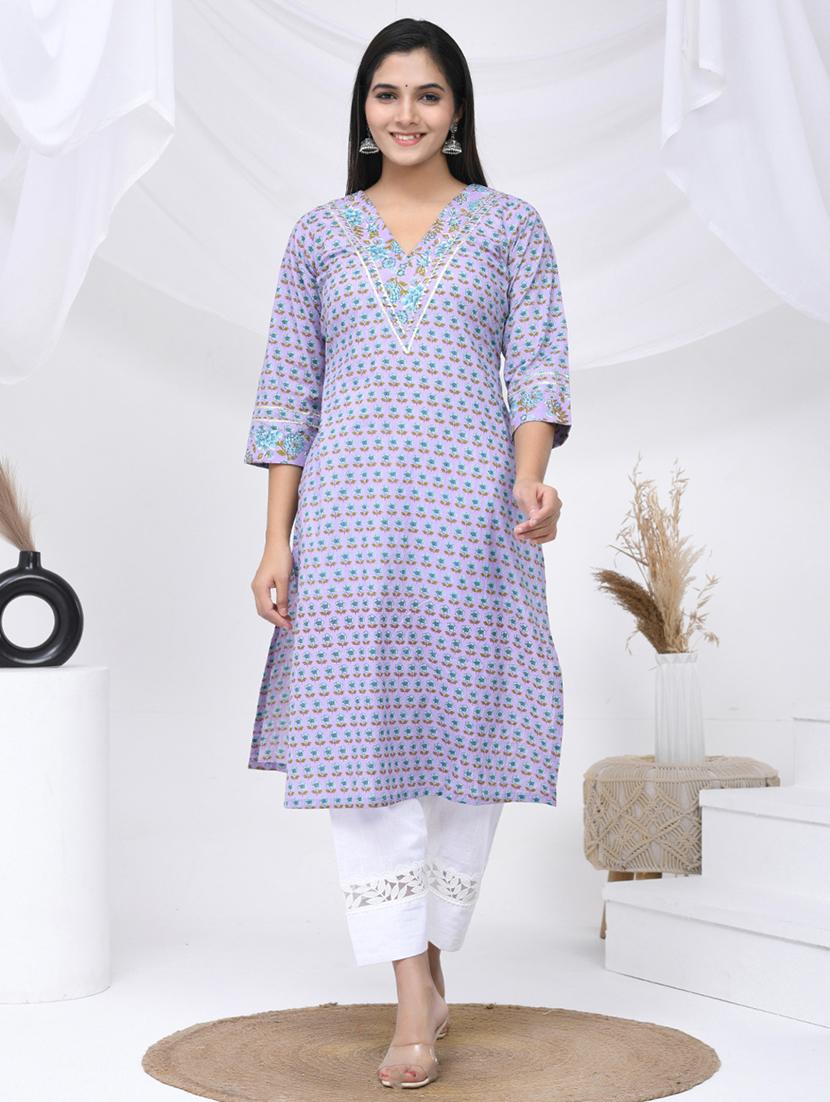 women three quarter sleeve straight kurta