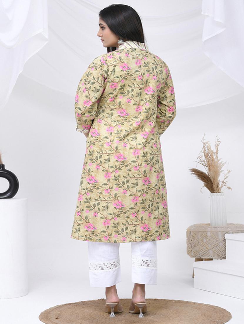 women three quarter sleeve a-line kurta - 21454857 - Standard Image - 3