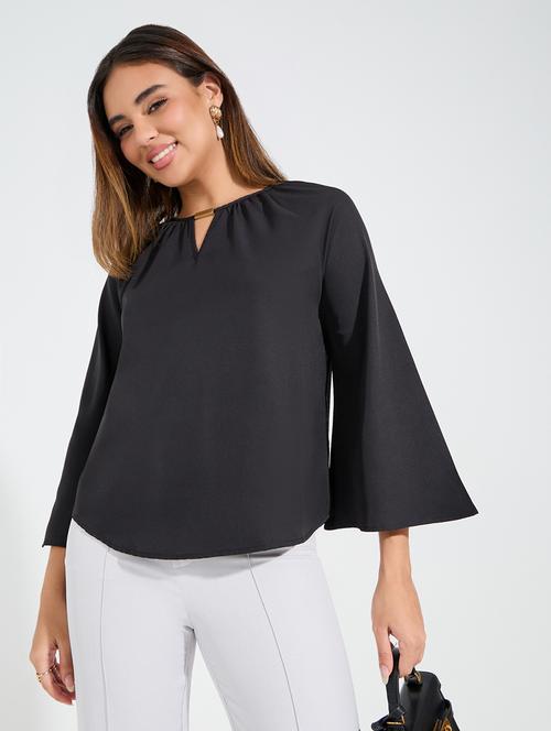 women black polyester regular top - 21454946 - Standard Image - 0