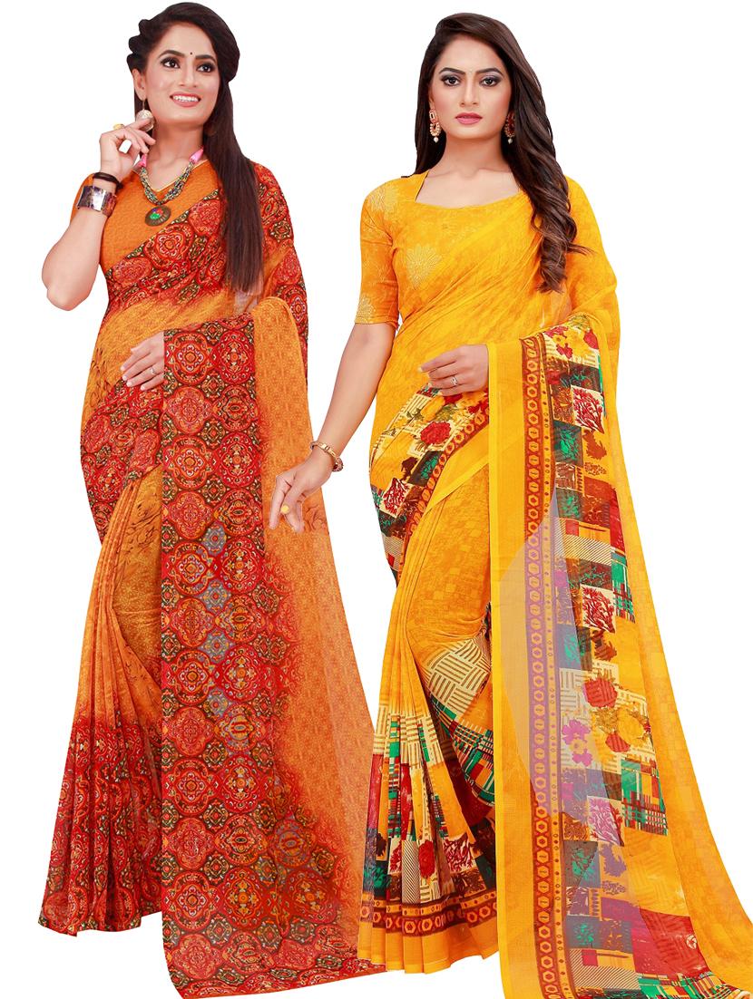 women pack of 2 casual wear combo sarees - 21454986 - Zoom Image - 0