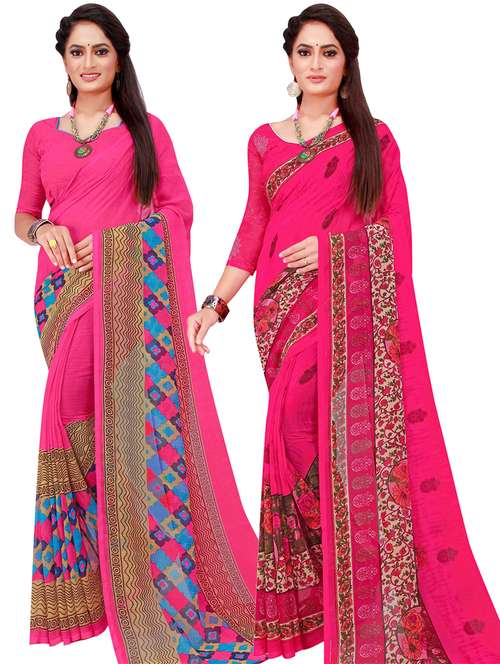 women pack of 2 casual wear sarees - 21455032 -  Standard Image - 0