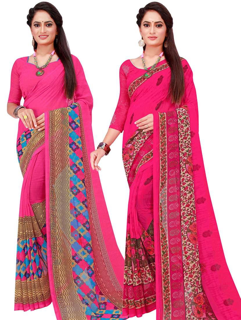women pack of 2 casual wear sarees - 21455032 -  Zoom Image - 0