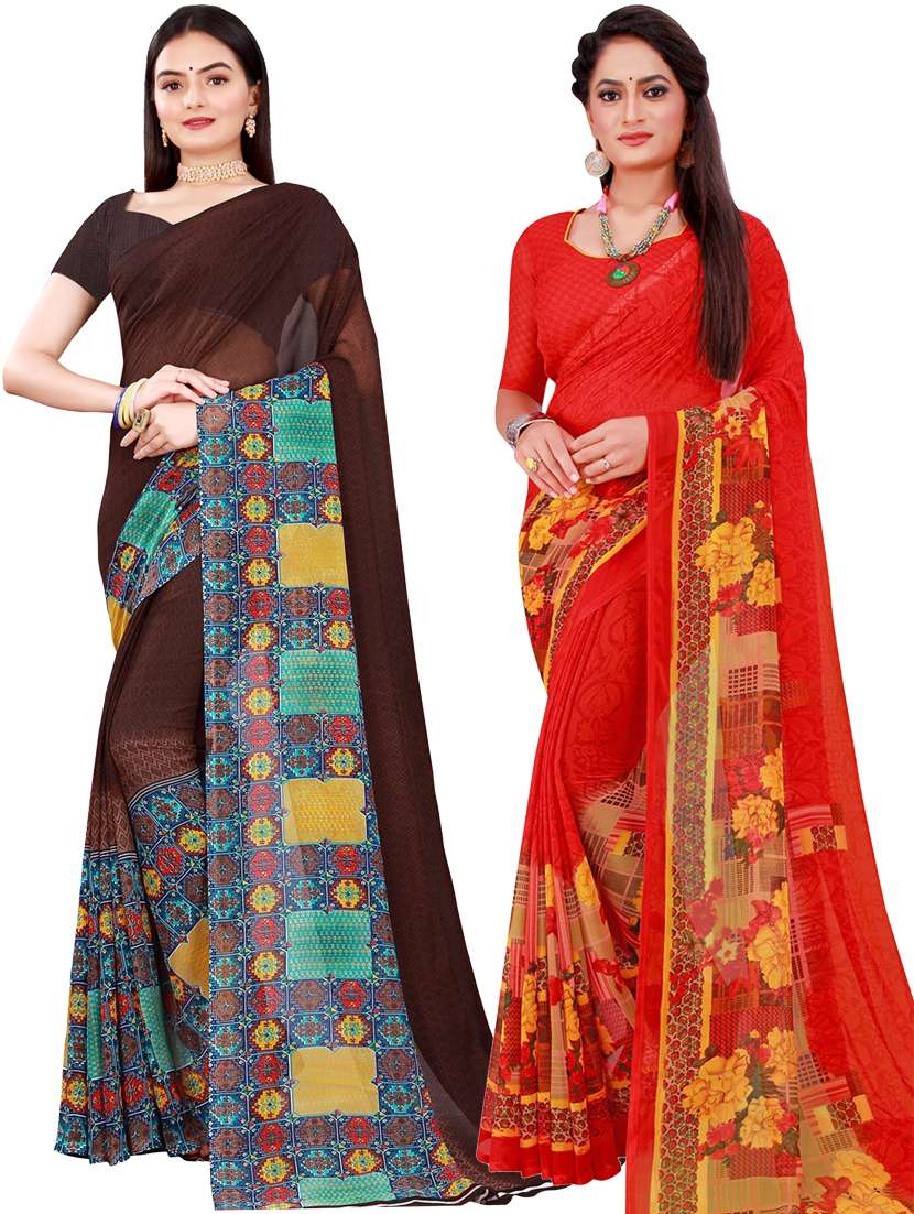 women pack of 2 casual wear combo sarees - 21455049 - Zoom Image - 0