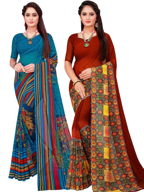 women pack of 2 casual wear combo sarees - 21455110 - Standard Image - 0