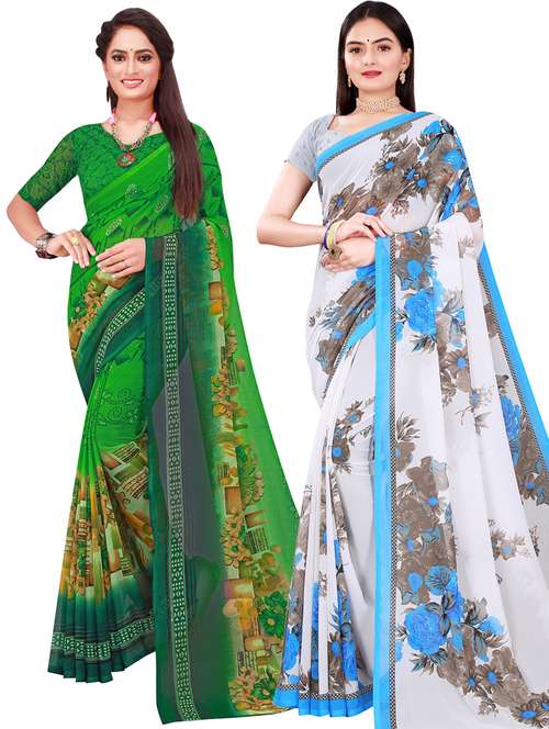 women pack of 2 casual wear combo sarees with blouse - 21455177 - Standard Image - 0