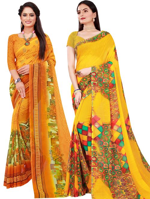 women pack of 2 casual wear sarees with blouse - 21456041 - Standard Image - 0