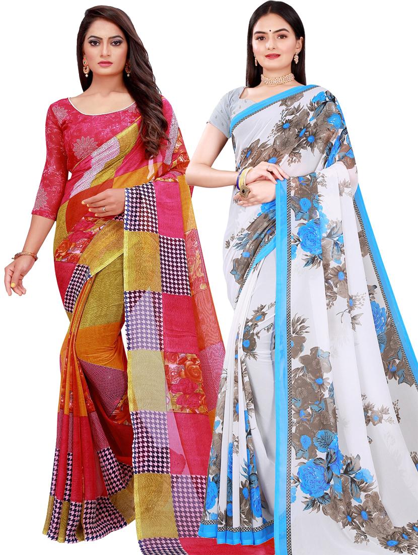 grey georgette combo saree with blouse - 21456138 -  Zoom Image - 0