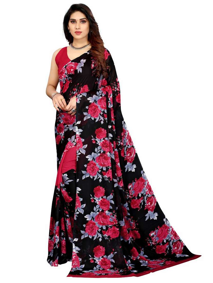 women printed casual wear saree with blouse