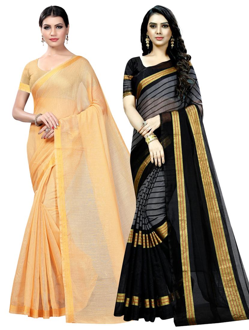 women pack of 2 casual wear combo sarees with blouse - 21456205 -  Zoom Image - 0