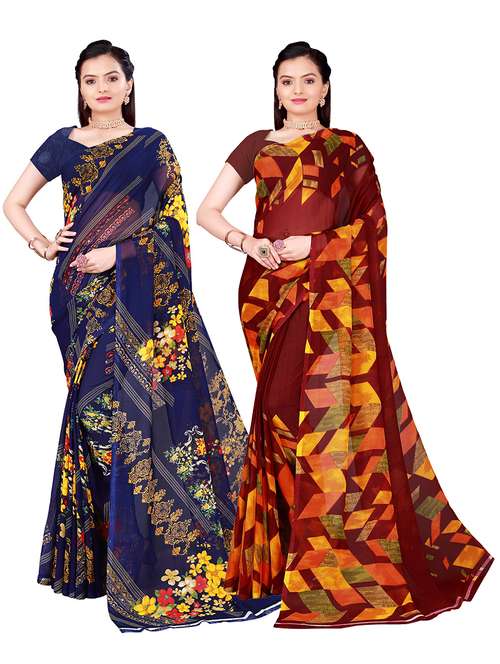 women pack of 2 casual wear combo sarees - 21456311 - Standard Image - 0