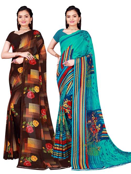 women pack of 2 casual wear combo sarees - 21456367 -  Standard Image - 0