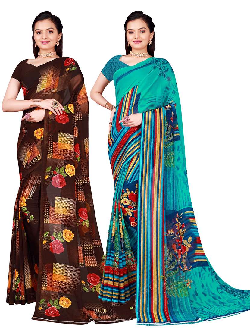 women pack of 2 casual wear combo sarees - 21456367 -  Zoom Image - 0