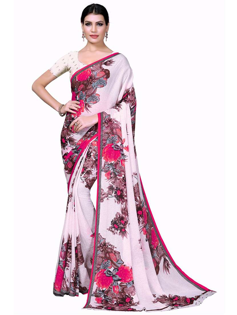women printed casual wear saree with blouse