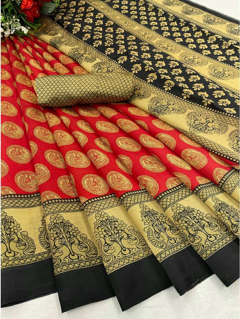 women red printed bordered saree with blouse - 21456423 -  Standard Image - 3