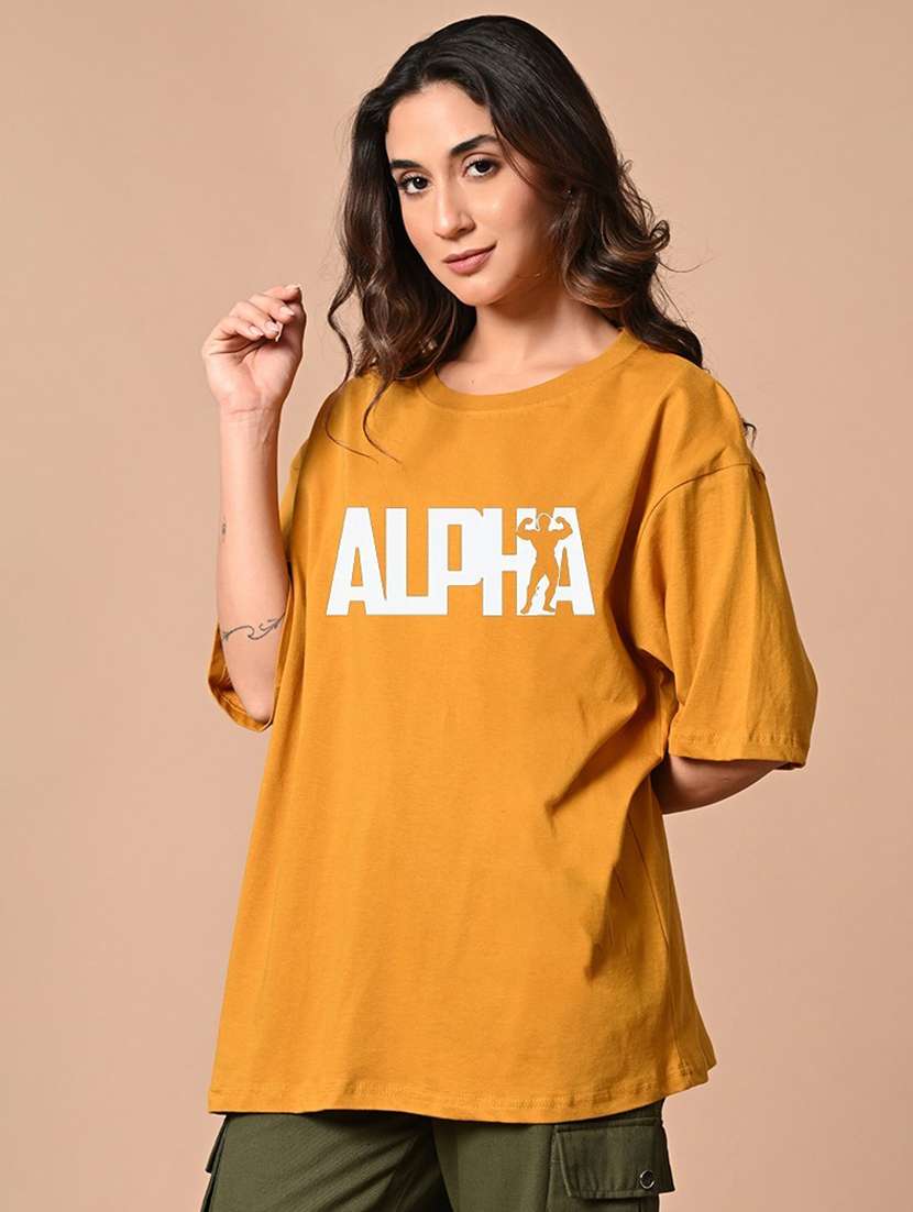 women round neck typographic regular t-shirt - 21456708 - Zoom Image - 0