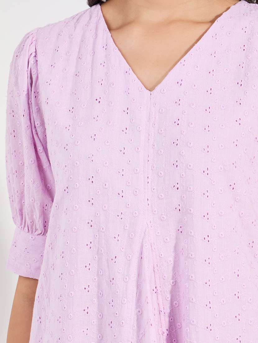 women lavender cotton a-line dress - 21457005 -  Standard Image - 3