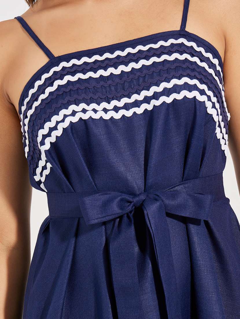 women navy blue polyester fit and flare dress - 21457012 -  Standard Image - 5