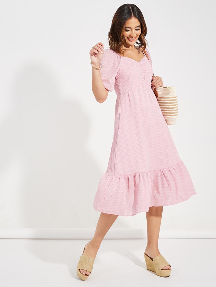 women pink polyester a-line dress - 21457023 -  Zoom Image - 0