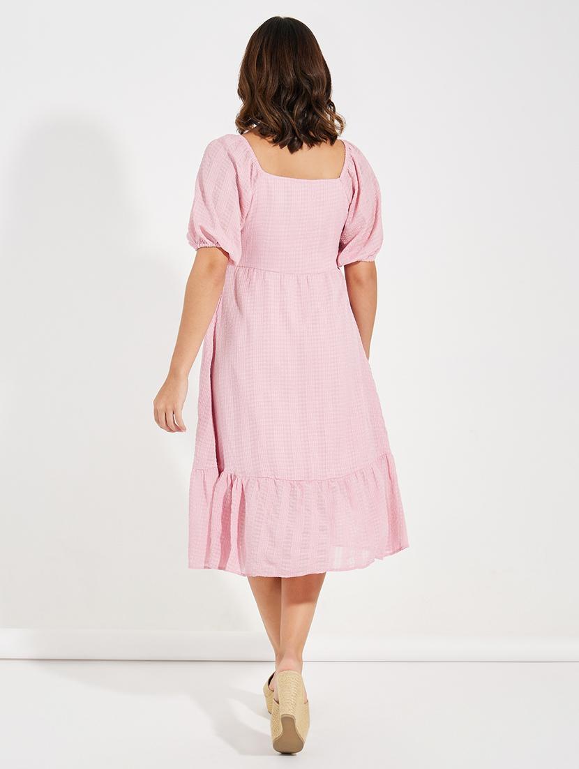 women pink polyester a-line dress - 21457023 - Standard Image - 3
